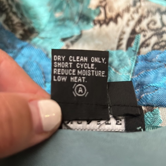 Doncaster Collection Turquoise Blue & Silver Floral Sleeveless Sheath Dress Sz 8 - Picture 7 of 7